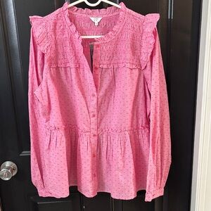 Universal Thread Pink Textured Button-Down Blouse